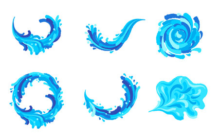 water splashing dry brush stroke hand drawn style vector illustration. water wave graphic design element ornamentのイラスト素材