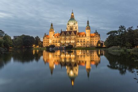 City hall in Hannover at nightの写真素材