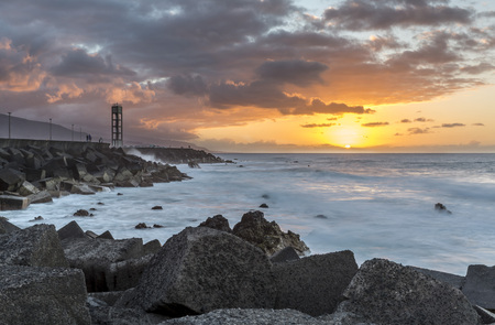 Sunset at Puerto de la Cruz, Canary Islandsの写真素材