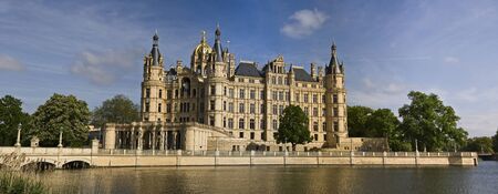 Palatial schloss located in the city of Schwerin, the capital of Mecklenburg-Vorpommern state, Germanyのeditorial素材