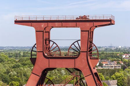 The winding tower of shaft 12 with inscription Zollverein is a well-known symbol of Essen and the whole Ruhr areaのeditorial素材
