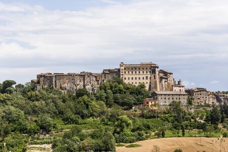 View of Orsini Palace in Bomarzo town, Italyのeditorial素材
