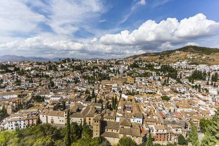 Aerial view of Granada from Alhambra fortressのeditorial素材