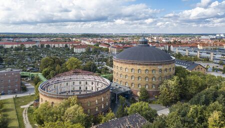Aerial view of the Leipzig Panometer, Germanyのeditorial素材