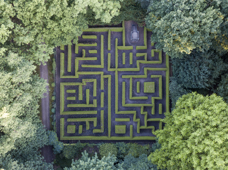 Aerial view of maze in the Anholt castle park, Germanyのeditorial素材