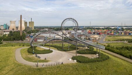 Aerial view of Tiger and Turtle Magic Mountain on the former mine dump in Duisburg, Germanyのeditorial素材
