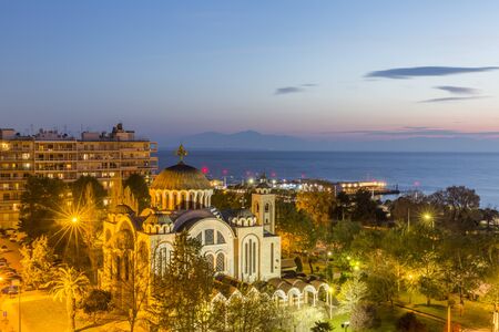 THESSALONIKI, GREECE - MARCH 30, 2018: Evening view of Thessalonikiのeditorial素材