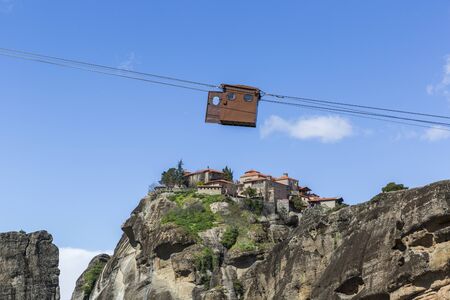 A small cable car used by priests who visit Meteora, Greeceの写真素材