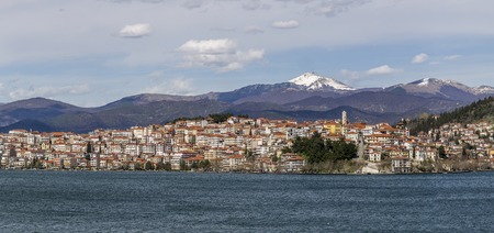 View of Kastoria city and Orestiada lakeの写真素材
