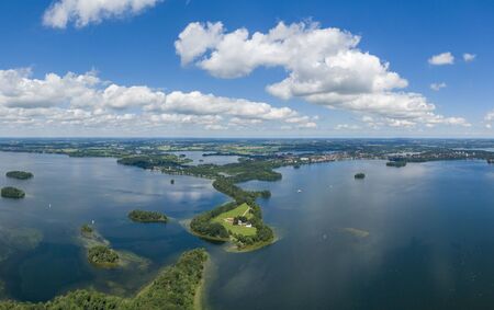 Aerial view of Princes Island or Prinzeninsel near city of Ploen