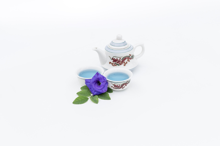 Butterfly pea Tea on White Backgroundの写真素材