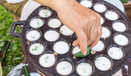 Knmcrk, Kind of Thai sweetmeat, made from coconut milk with sugar and flour の写真素材