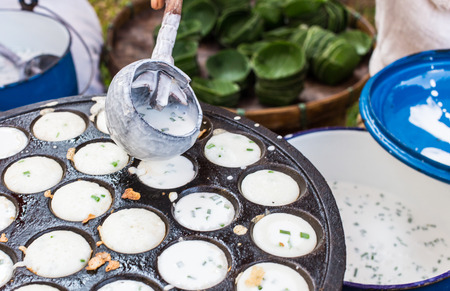 Knmcrk, Kind of Thai sweetmeat, made from coconut milk with sugar and flour の写真素材