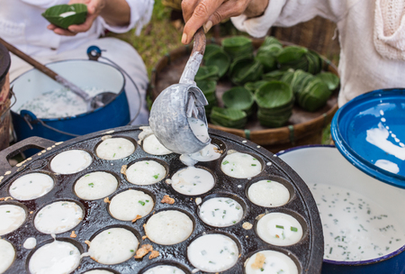 Knmcrk, Kind of Thai sweetmeat, made from coconut milk with sugar and flour の写真素材