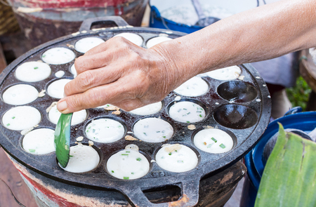 Knmcrk, Kind of Thai sweetmeat, made from coconut milk with sugar and flour の写真素材