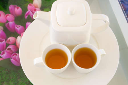 Cup of tea and potの写真素材