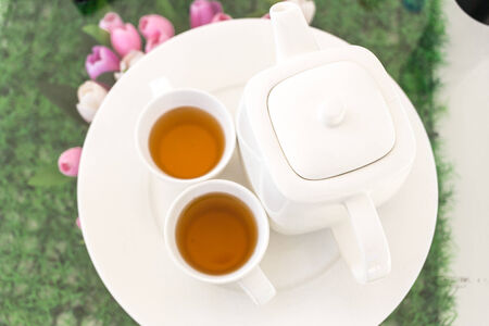 Cup of tea and potの写真素材