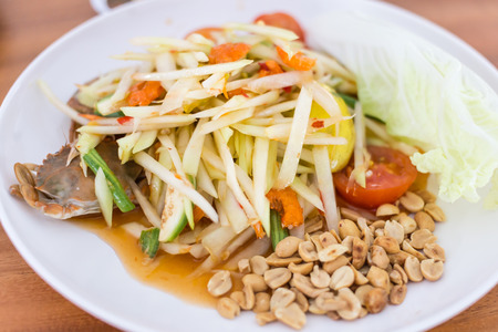 Thai papaya salad or Som Tum (traditional and modern thai food)の写真素材