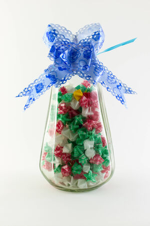 Paper stars in  whisky bottle on white backgroundの写真素材