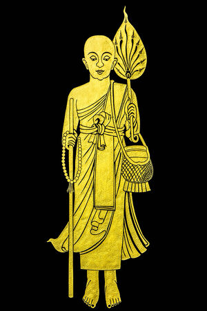 traditional Thai style gold painting art on temple's wallのeditorial素材
