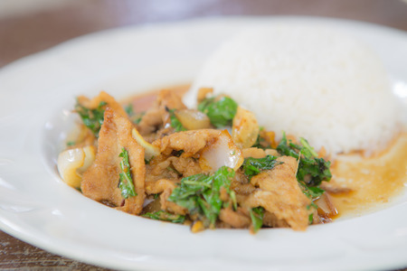 Basil Fried Rice with Pork, Thai foodの写真素材