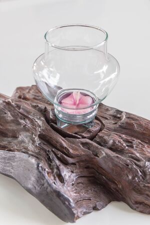Handmade rustic wooden candlestickの素材