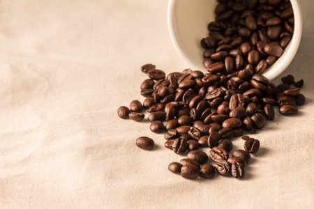 close up of Coffee beans on clothの写真素材