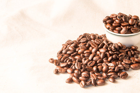 close up of Coffee beans on clothの写真素材