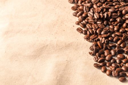 close up of Coffee beans on clothの写真素材
