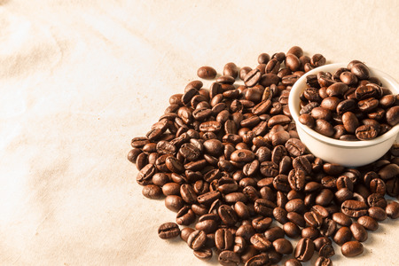 close up of Coffee beans on clothの写真素材
