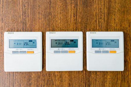 Wall-mounted control panel room, air-conditioningの写真素材