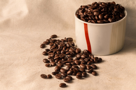 close up of Coffee beans on clothの写真素材