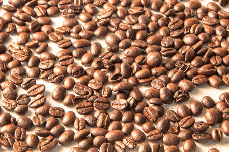 close up of Coffee beans on clothの写真素材