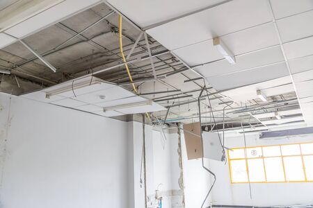 Interior remodeling work on an existing commercial buildingの写真素材