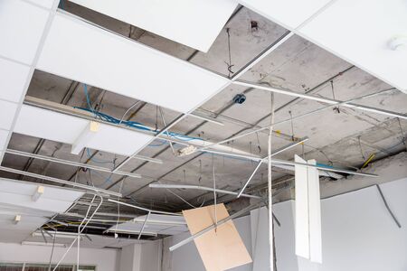 Interior remodeling work on an existing commercial buildingの写真素材