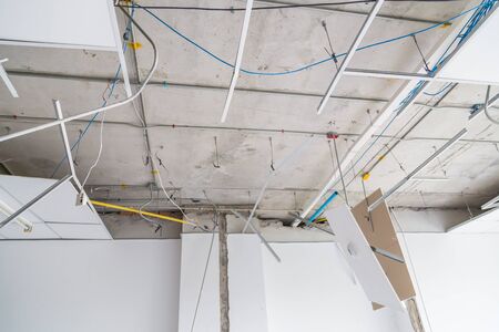 Interior remodeling work on an existing commercial buildingの写真素材
