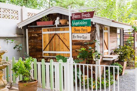 Wooden hut in the farmの写真素材