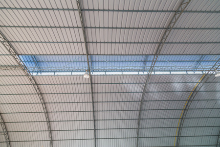 metal roofing construction of modern building complexの写真素材