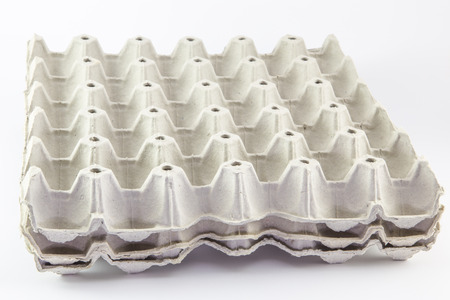 Eggs carton box  on white backgroundの写真素材