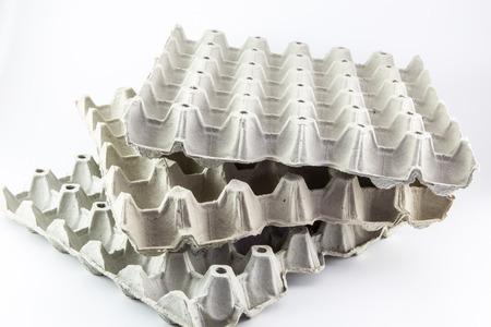 Eggs carton box  on white backgroundの写真素材
