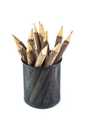 bunch of pencils stylized tree branch in black boxの写真素材