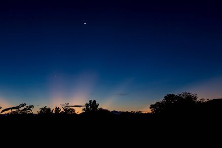 Colourful Sky and Forest at dawnの写真素材