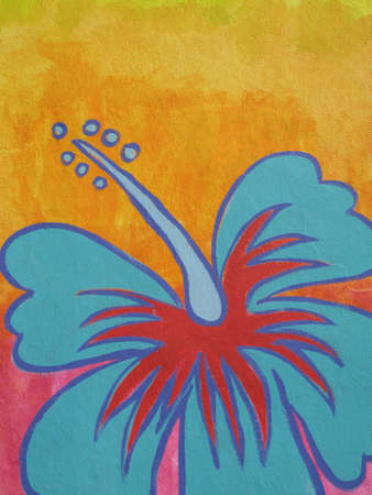 Detail of a urban graffiti with a colorful flowerの写真素材