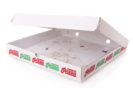 A empty pizza box isolated on white