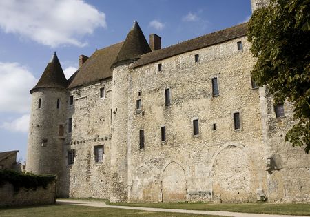 View of the Nemours medieval castle in Franceの写真素材