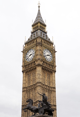 Big Ben Tower Clock on a cloudy grey skyの写真素材