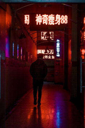 Neon light at streetのeditorial素材