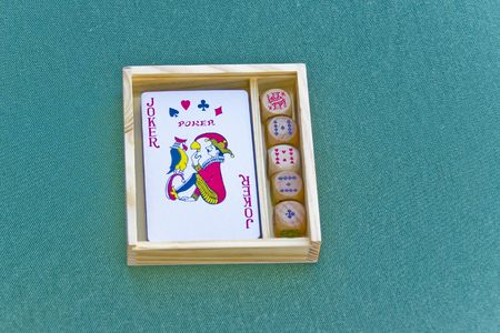 Beautiful case with cards and diceのeditorial素材