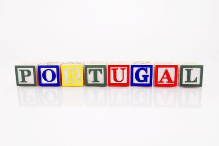 Word Portugal in wooden blocksの写真素材