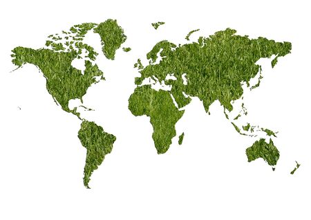 Ecologic world map made with grass and with great colorsの写真素材